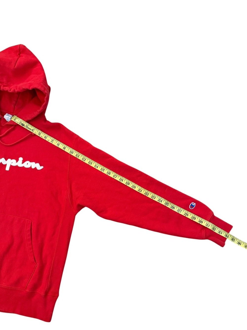 Champion Reverse Weave Red Script Logo Hoodie Large - Picture 14 of 15